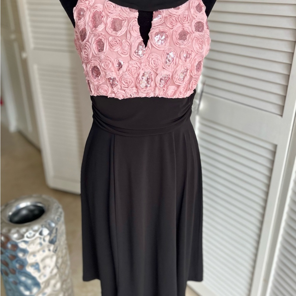 Elegant Pink and Black Women's Dress by Enfocus Studio
